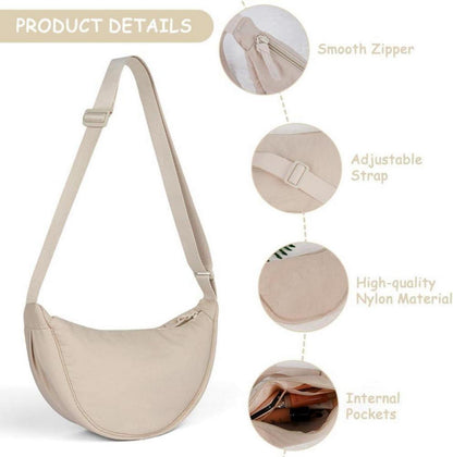Aucuu Damen Halbmond Crossbody Schultertasche Verstellbarer Schultergurt Einfarbige Messenger Bag