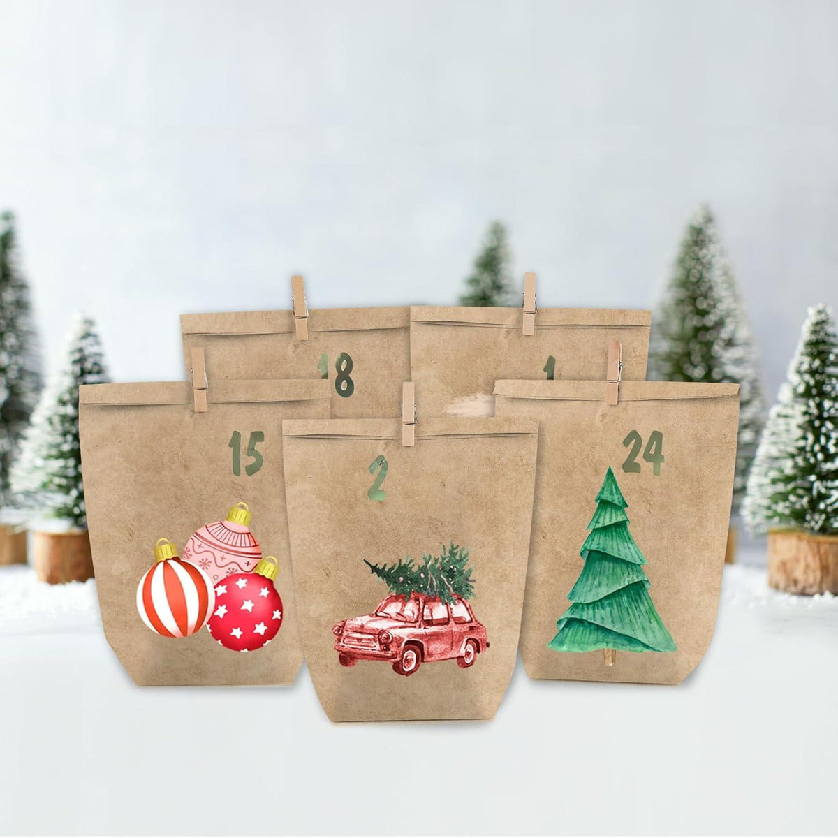 Adventskalender 24 Weihnachtskalender Geschenktüten Kraftpapier Selbst Gestalten