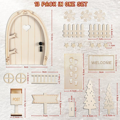 Wichteltür Set Weihnachtswichtel Miniatur Zubehör Holz