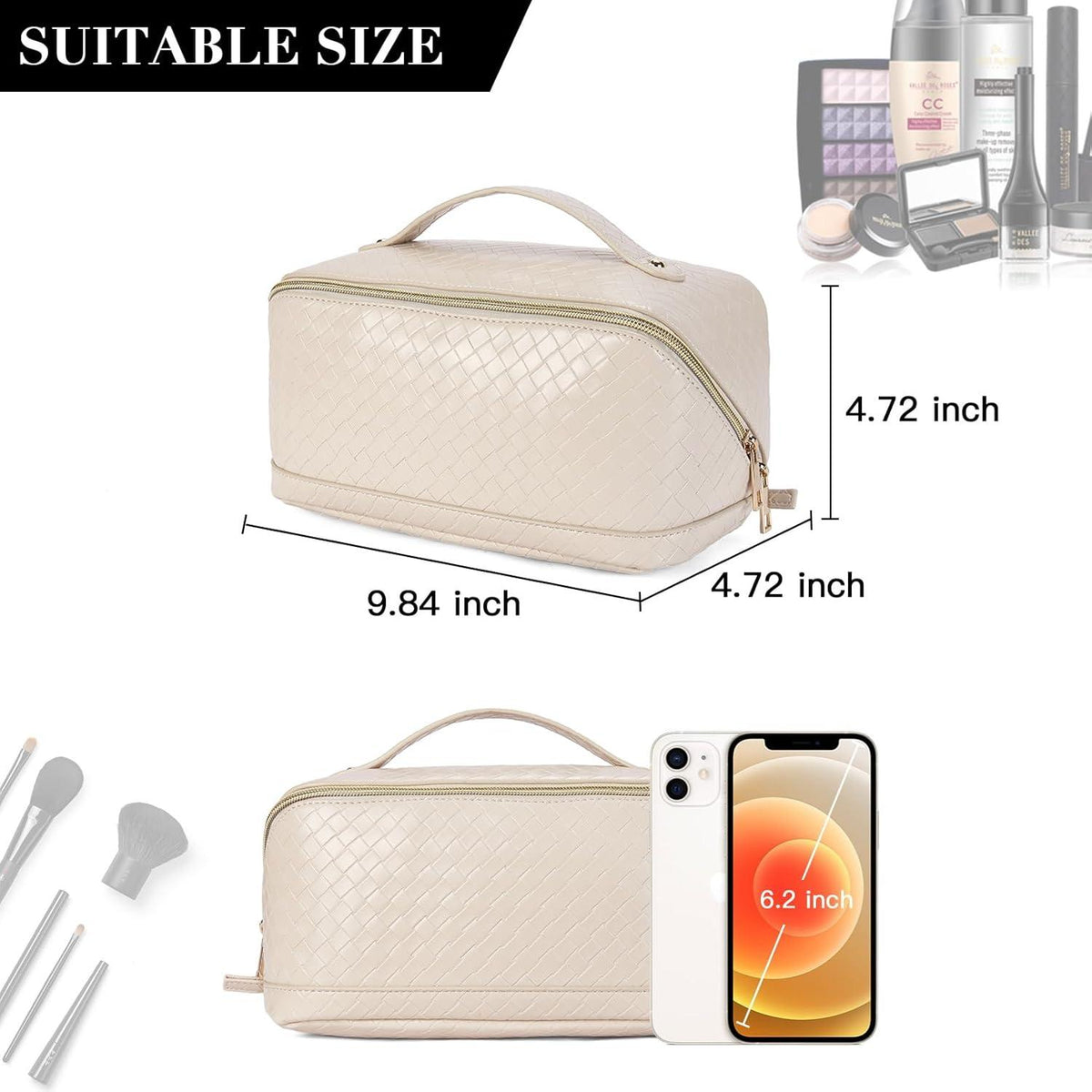 Kulturbeutel Damen PU-Leder Reise Make-up Tasche Waschtasche Organizer