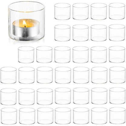 Teelichthalter Glas 36er Set - Klar, Votivkerzenhalter für Deko