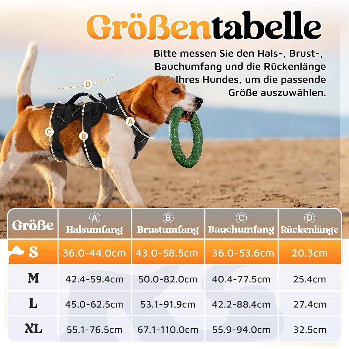 Ausbruchsicheres Hundegeschirr mit Griff, Schwarz S