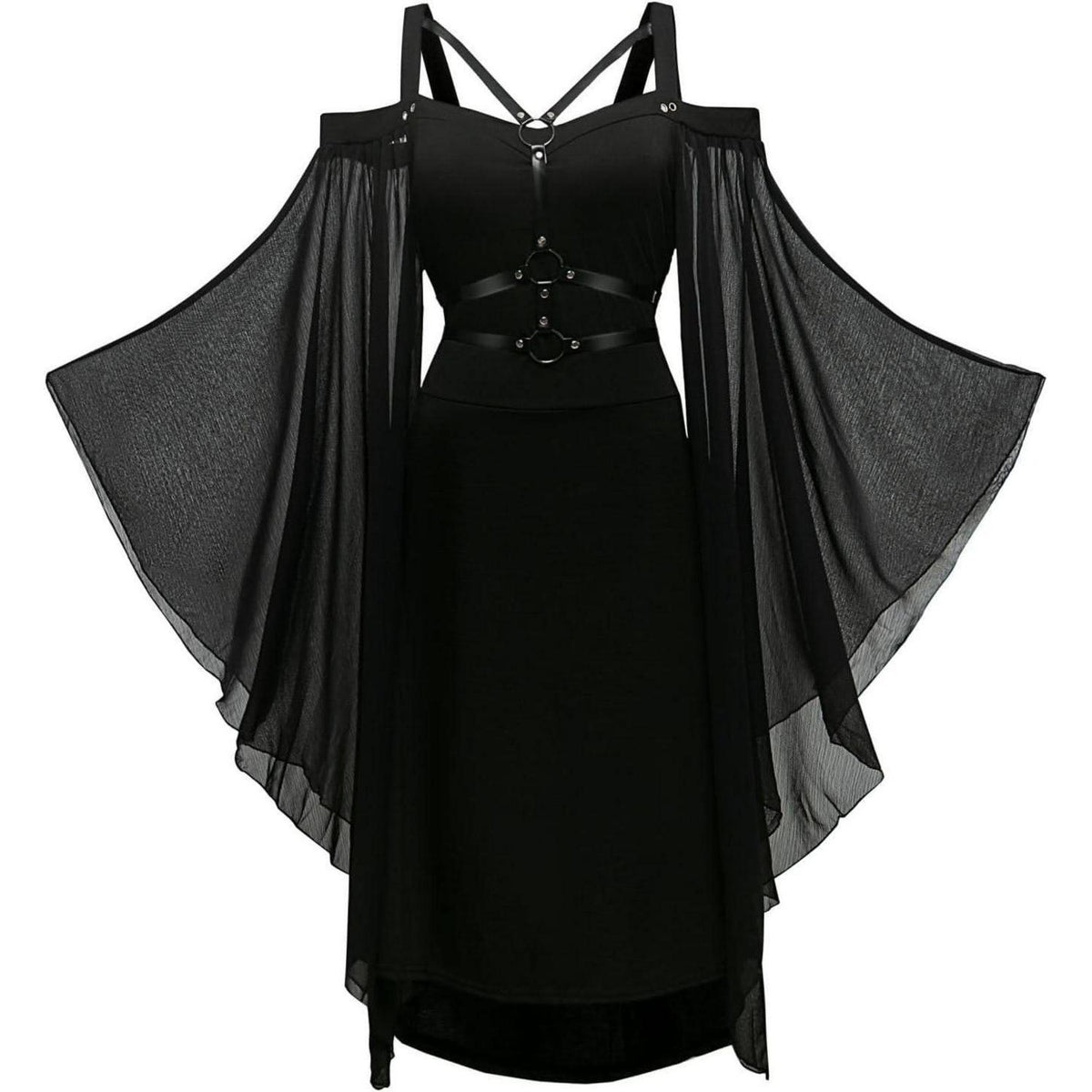 Gothic Kleid Damen Vintage Mittelalterlich Schwarz XL