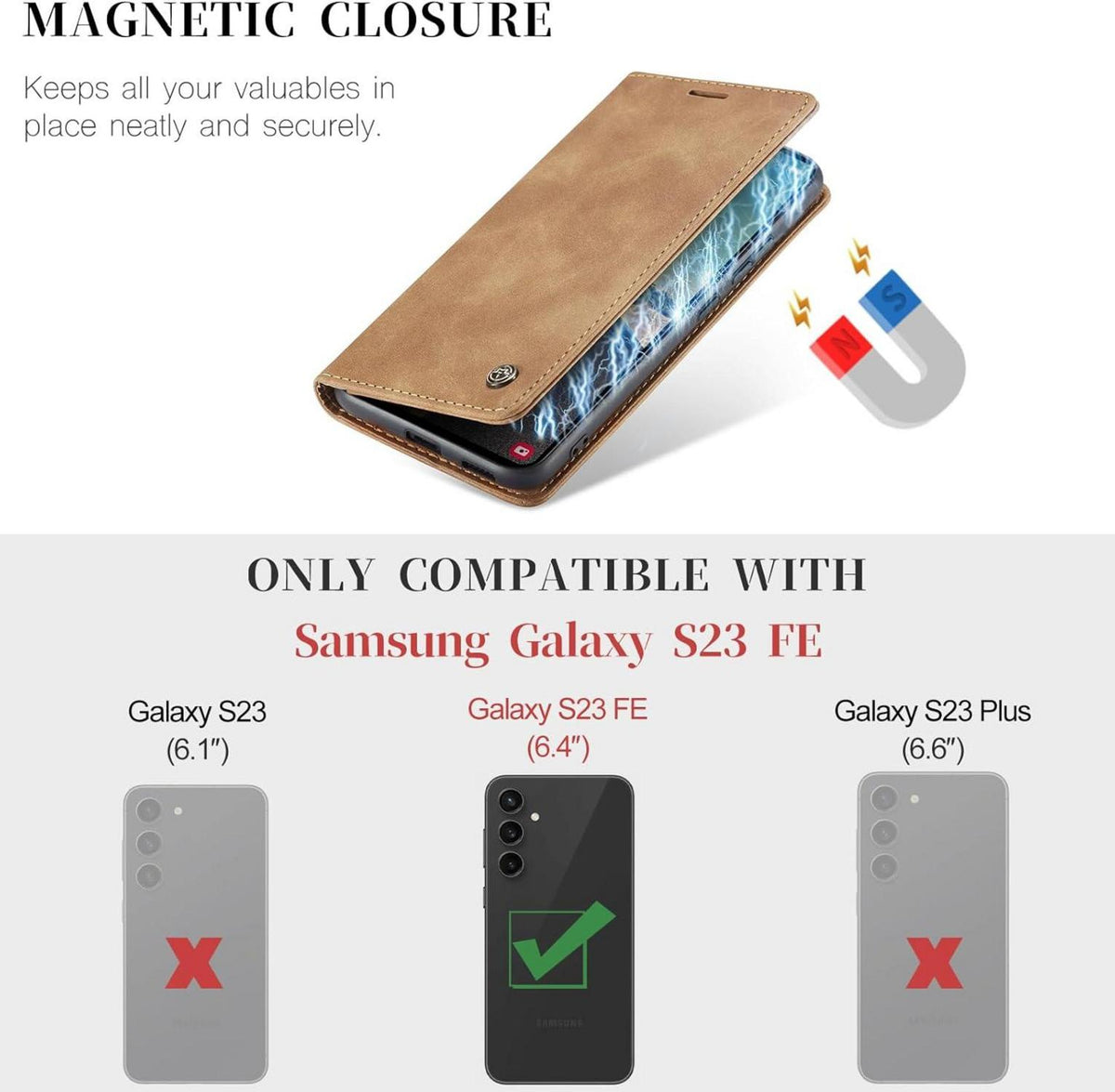 Samsung Galaxy S23 FE Handyhülle Leder Klapphülle Braun