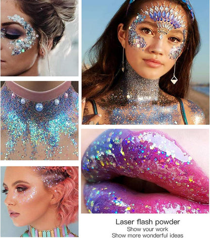 Holographic Glitter Gel Body & Face Sequins Makeup - 50ml