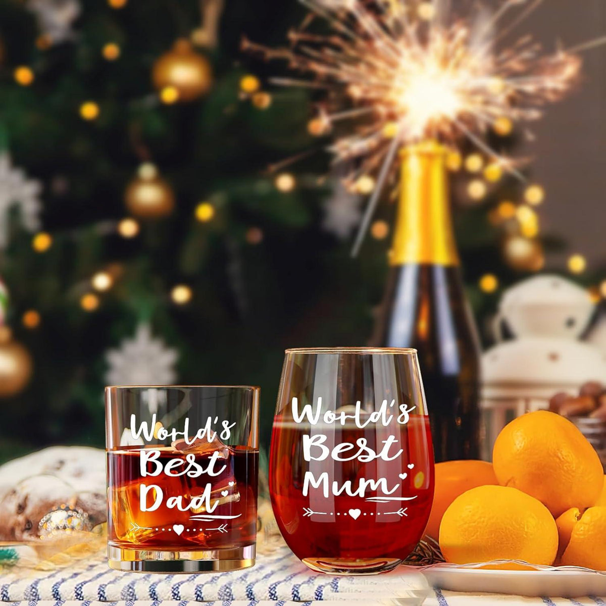 Weihnachtsgeschenk für Eltern: Weinglas und Whiskyglas Set 520ml