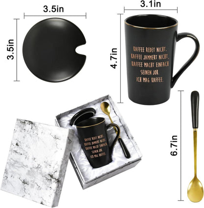 Joymaking Marmor Kaffeetasse 400ml Schwarz Geschenk Box mit Spruch