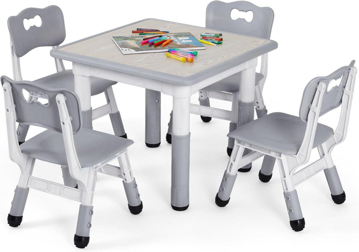 Kindertisch mit 4 Stühlen Höhenverstellbar Set für Kinderzimmer