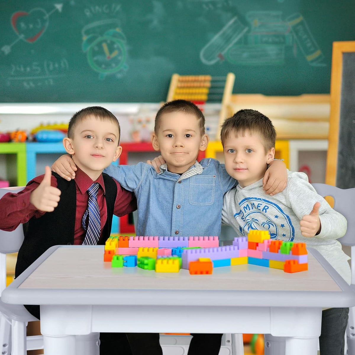 Kindertisch mit Stühlen Höhenverstellbar Set 2-10 Jahre