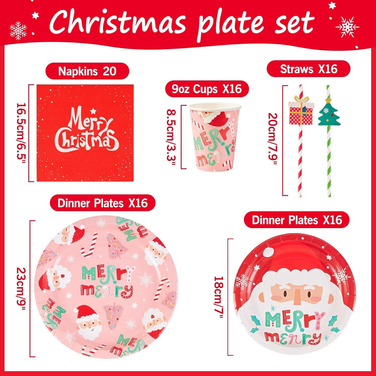 Weihnachts Partygeschirr Set Pappteller Servietten Pappbecher HOHOHO