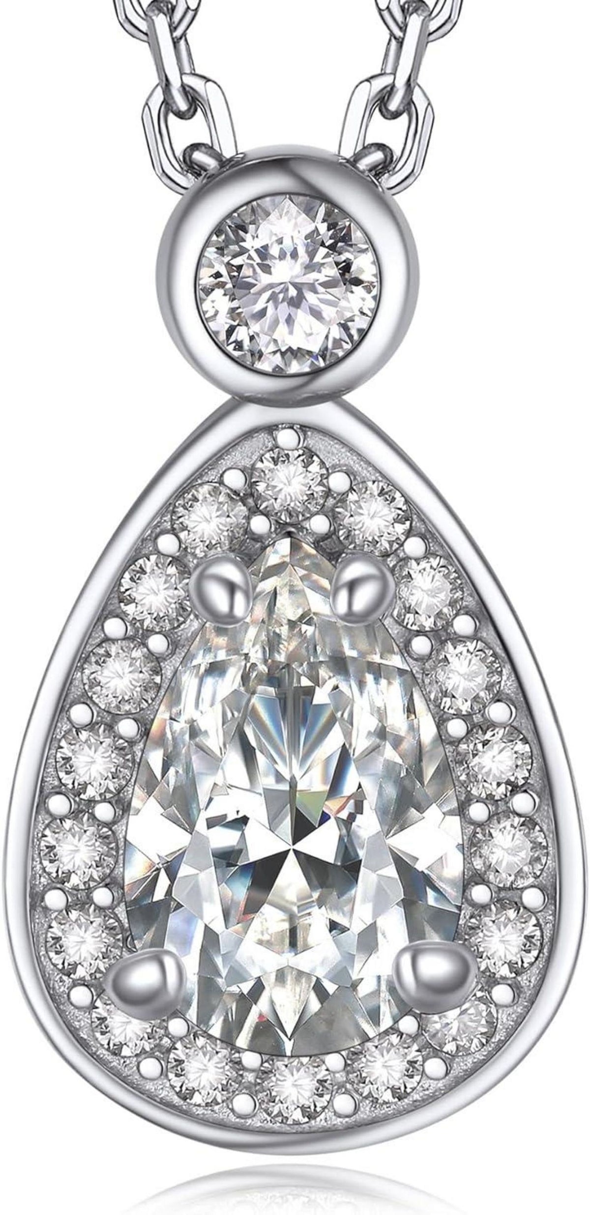 Kette Damen 925 Silber Moissanite Tropfen Halskette mit Anhänger