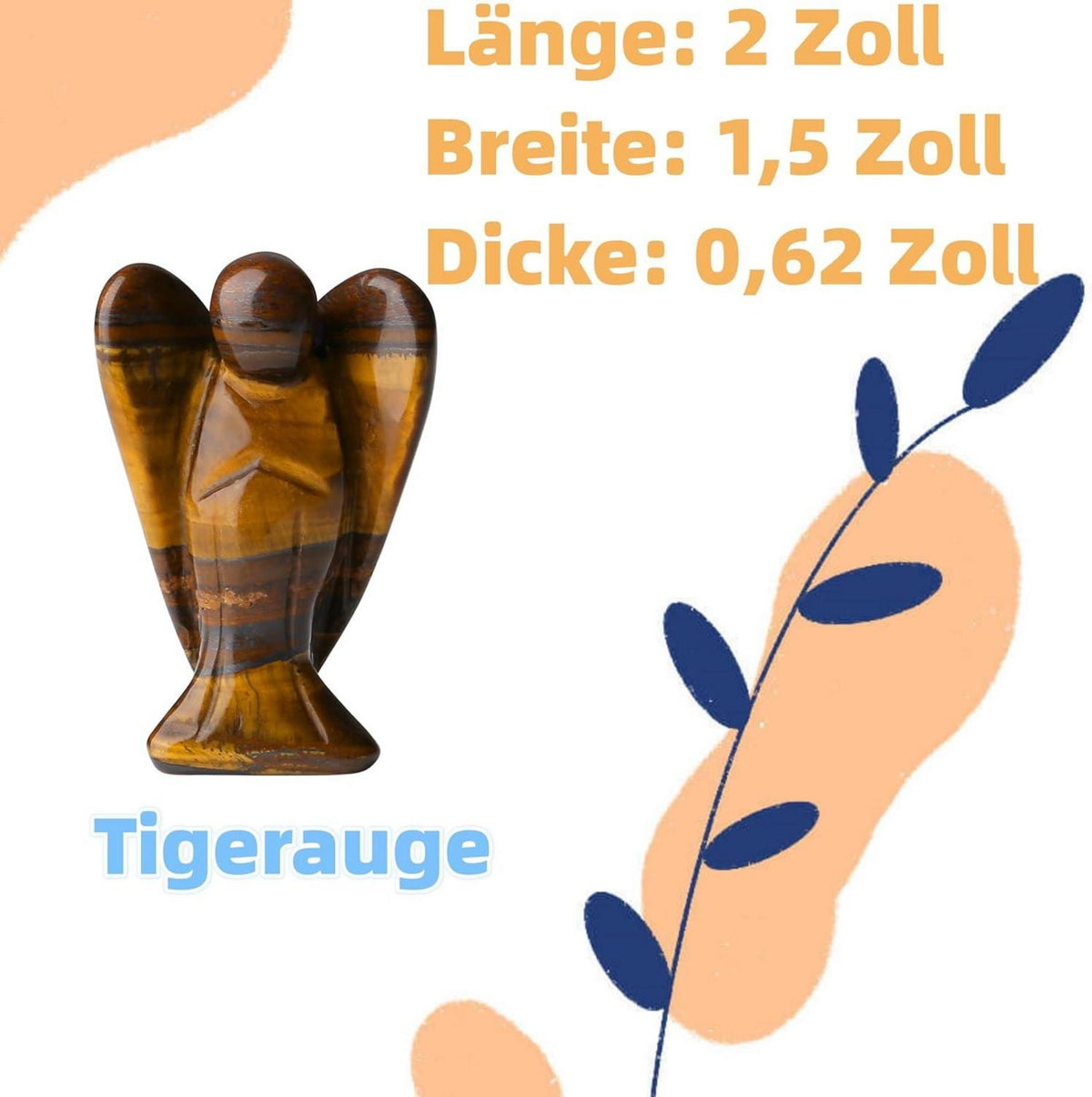 Tigerauge Engel Figur 50mm Natürliche Kristalle Schutzengel Statue Reiki