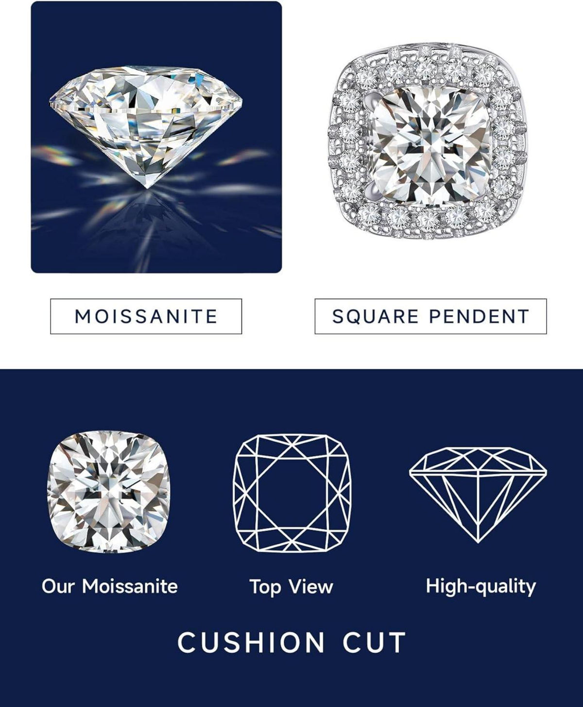 Silberkette Damen 925 mit Moissanite Anhänger Halskette Diamant Schmuck