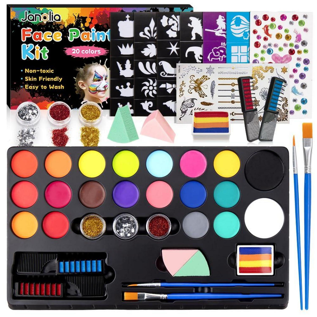 Gesichtsfarbe Kinderschminken Set Bodypainting Farben 20 Farben