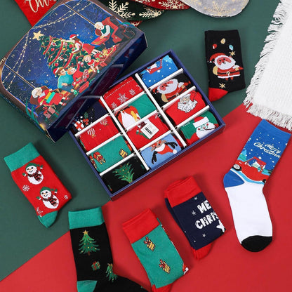Weihnachtssocken Adventskalender 2025 Damen – 12 Paare Lustige Socken