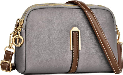 Kleine Damen Umhängetasche Crossbody Bag Leder Weich Reißverschluss