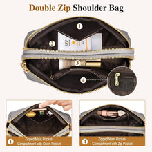 Kleine Crossbody Umhängetasche Damen Leder Grau mit