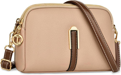 Kleine Weiche Leder Crossbody Umhängetasche Khaki