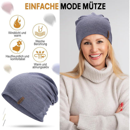 Damen Slouch Beanie Mütze – Hellblau, Weich & Bequem
