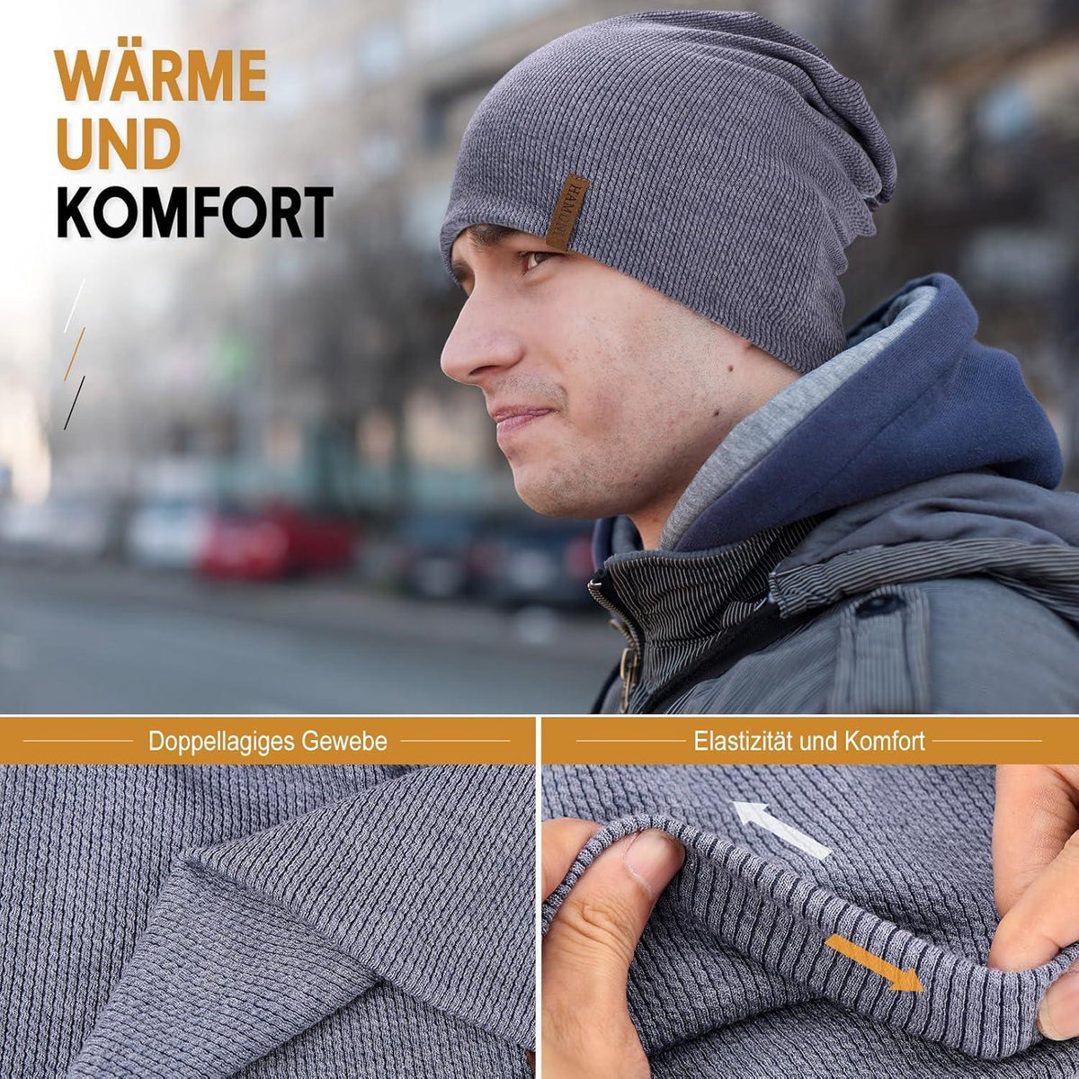 Damen Slouch Beanie Mütze – Hellblau, Weich & Bequem