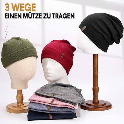 Damen Slouch Beanie Mütze – Hellblau, Weich & Bequem