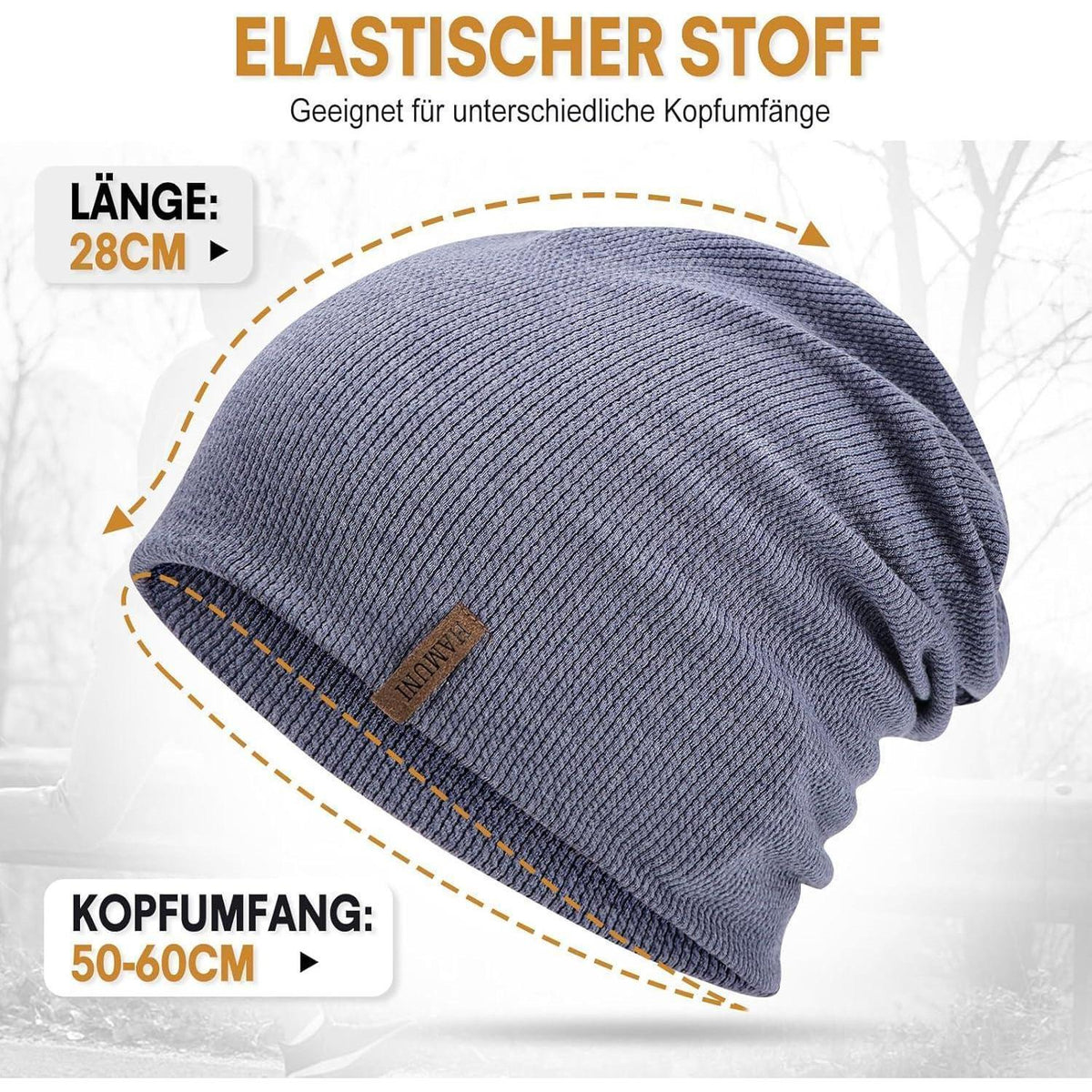 Damen Slouch Beanie Mütze – Hellblau, Weich & Bequem