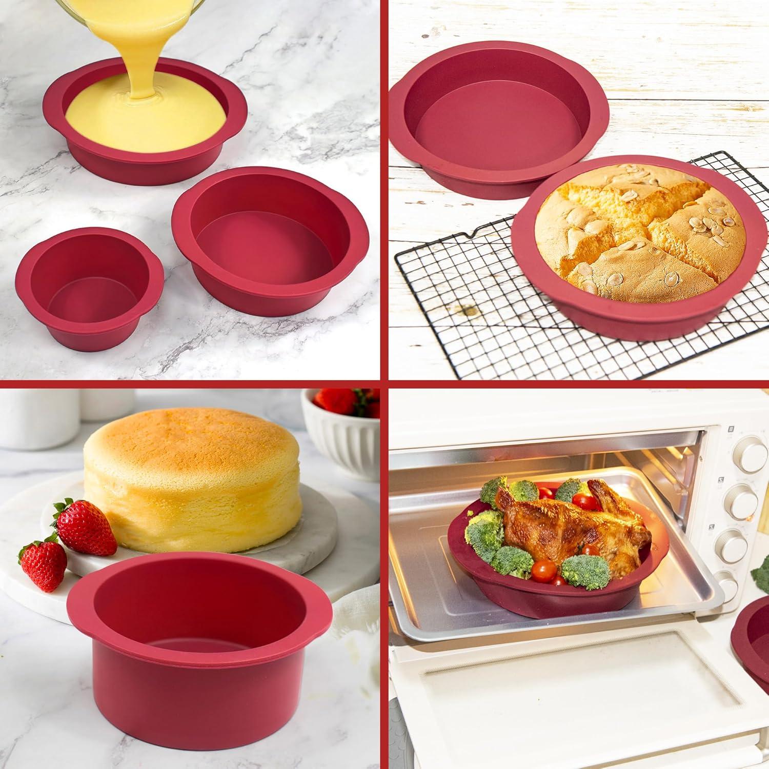 2er Set Silikon Kuchenform Rund 10cm Antihaft Backform Käsekuchen Brot
