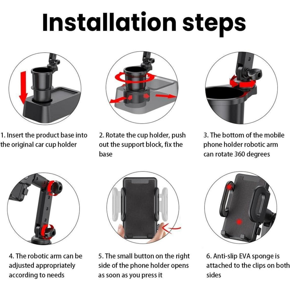 2in1 Auto Getränkehalter mit Handyhalterung 360° drehbar