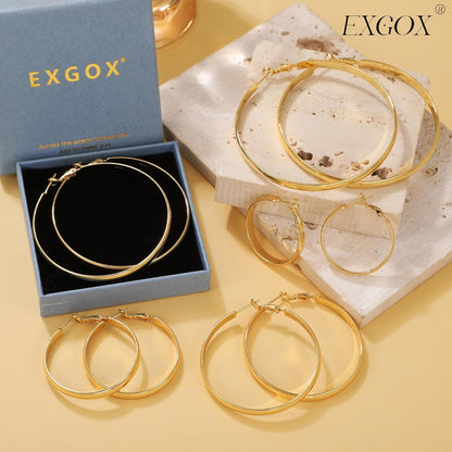 EXGOX Creolen Silber 925 Groß Hypoallergen 14K Vergoldet 50MM