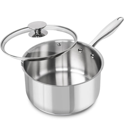 Edelstahl Stielkasserolle mit Deckel, 2.8L, Induktionsgeeignet