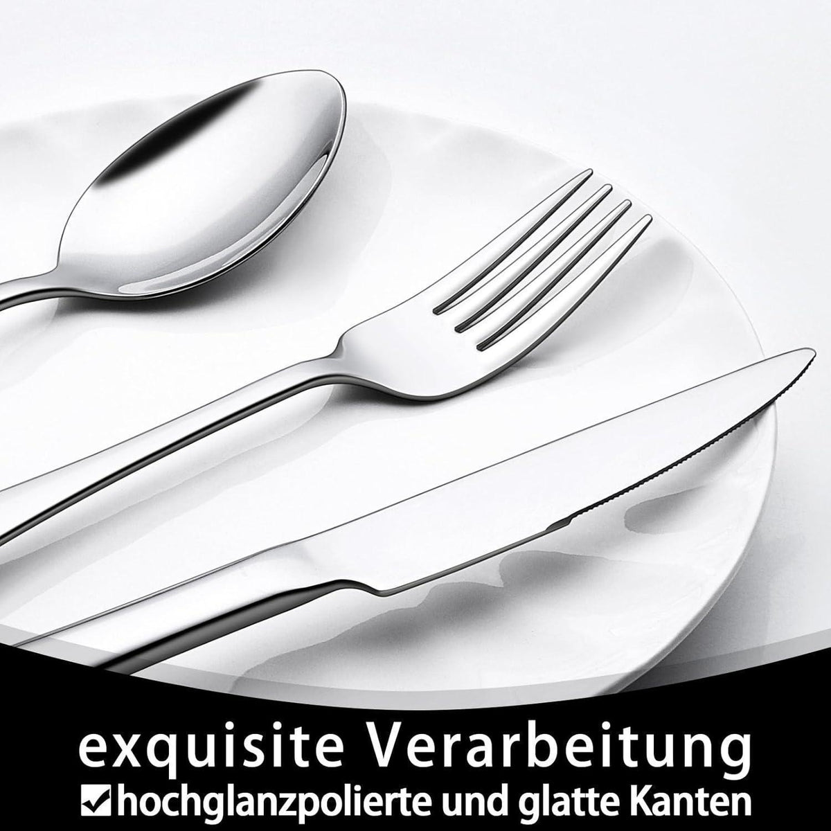36-teiliges Edelstahl Besteckset für 6 Personen mit Steakmessern