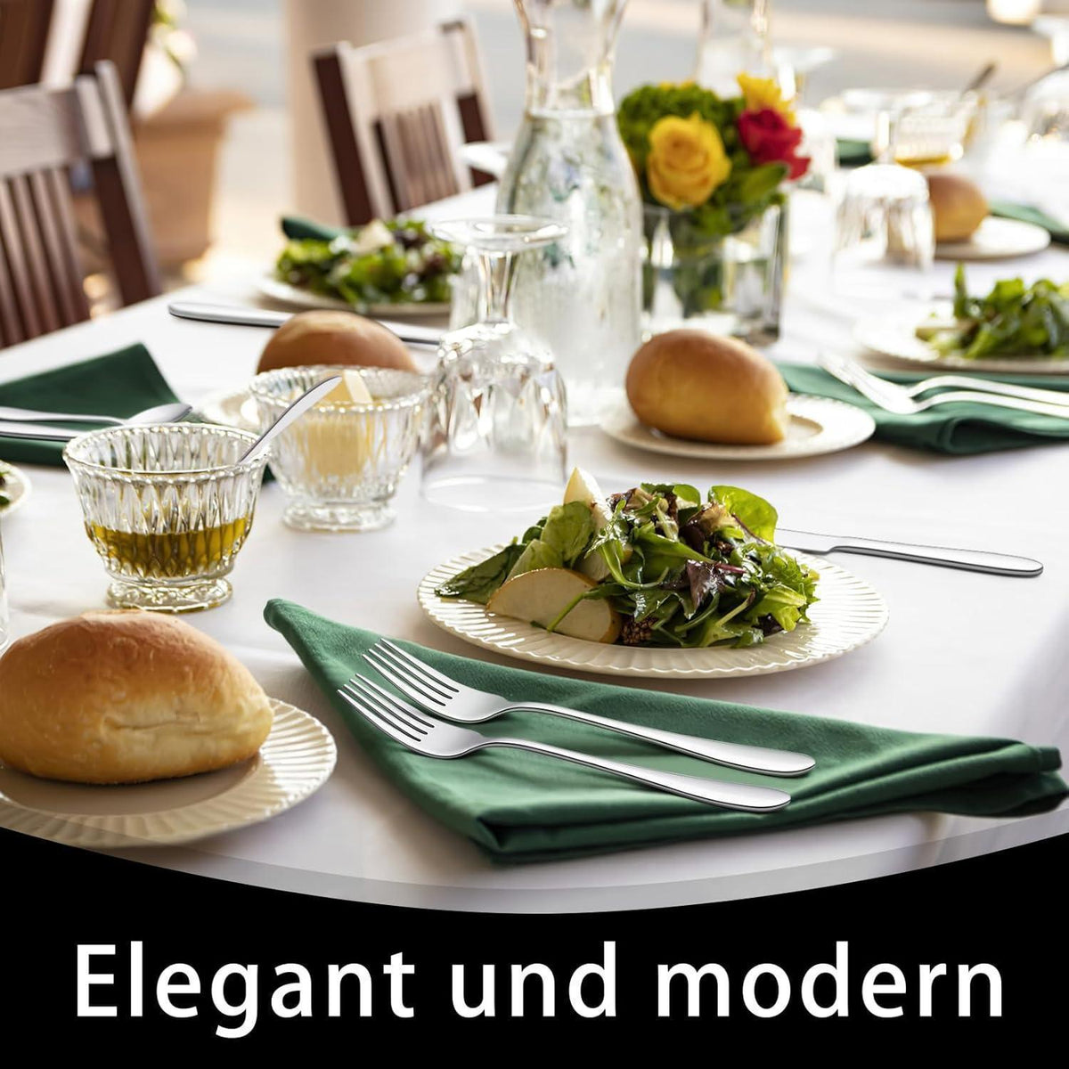 36-teiliges Edelstahl Besteckset für 6 Personen mit Steakmessern