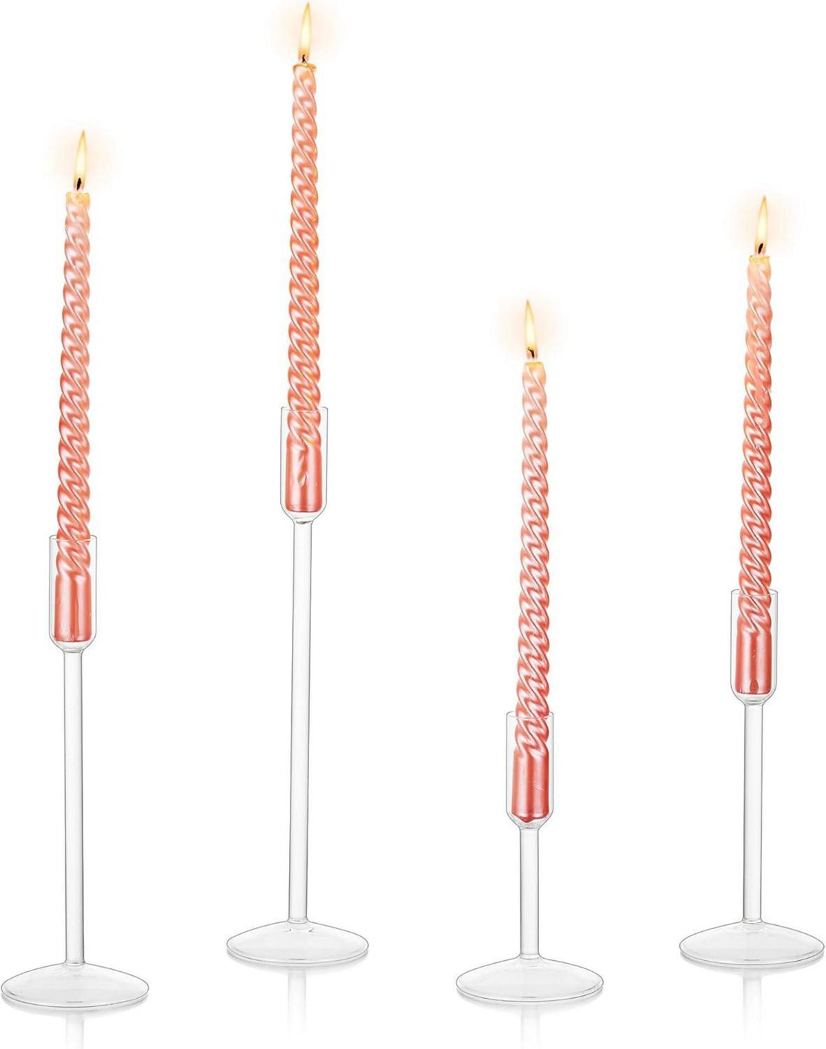 Glas Kerzenständer Set 4er Stabkerzen Hochzeit Weihnachten Party