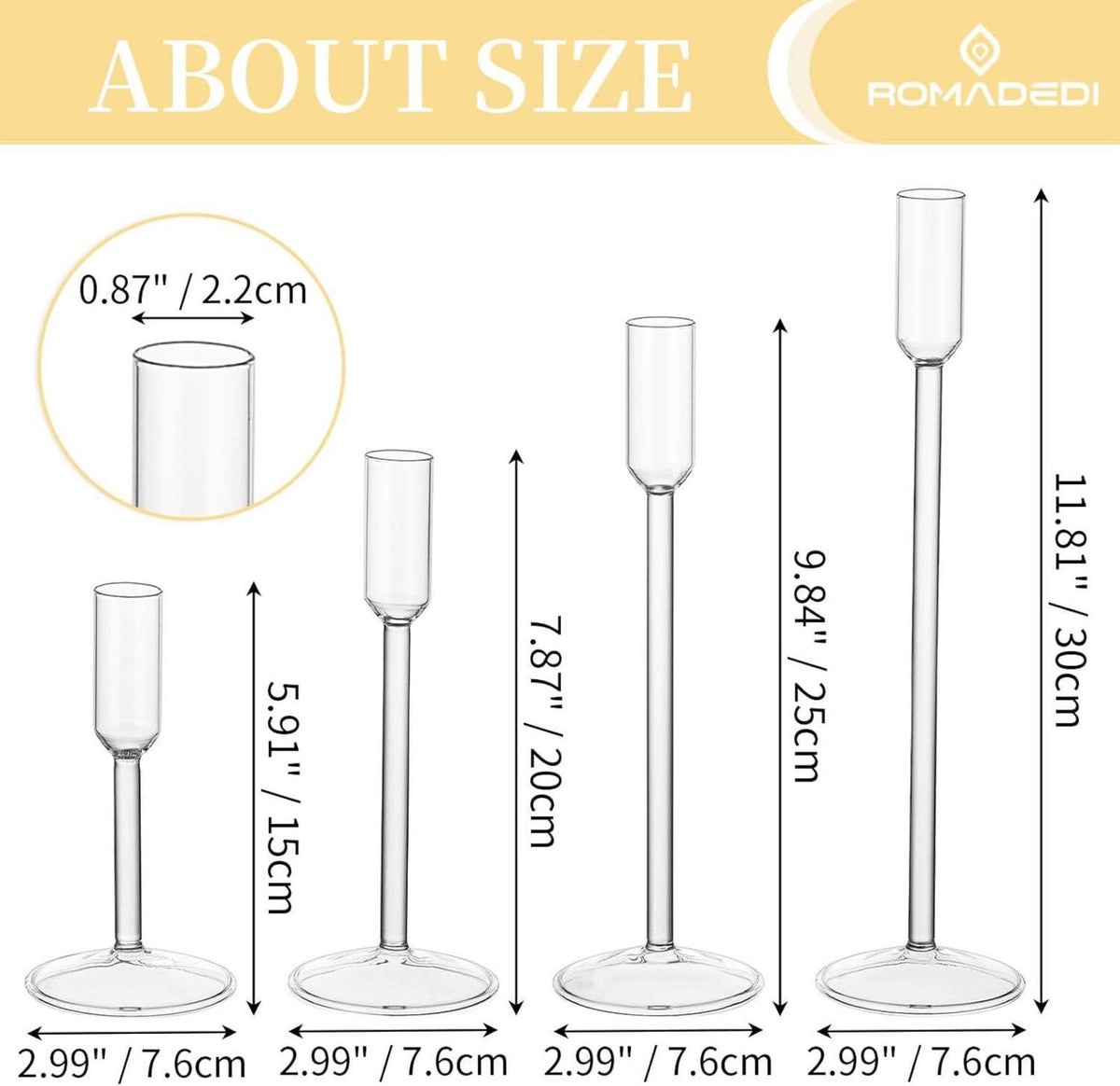 Glas Kerzenhalter Stabkerzen 4er Set Hochzeit Tischdeko Advent