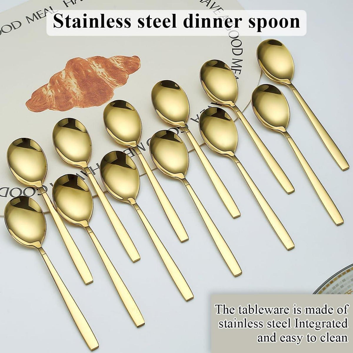 Suppenlöffel 12er Set Titan vergoldet Edelstahl modern