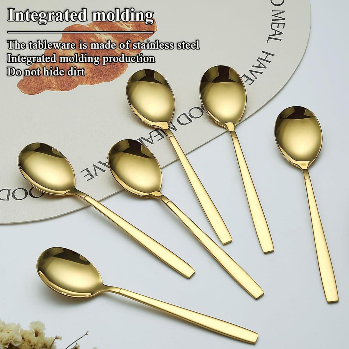 Suppenlöffel 12er Set Titan vergoldet Edelstahl modern