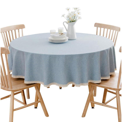 Runde Baumwollleinen Tischdecke Hellblau 140 cm