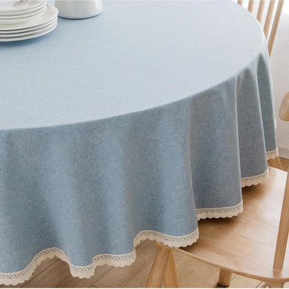 Runde Baumwollleinen Tischdecke Hellblau 140 cm
