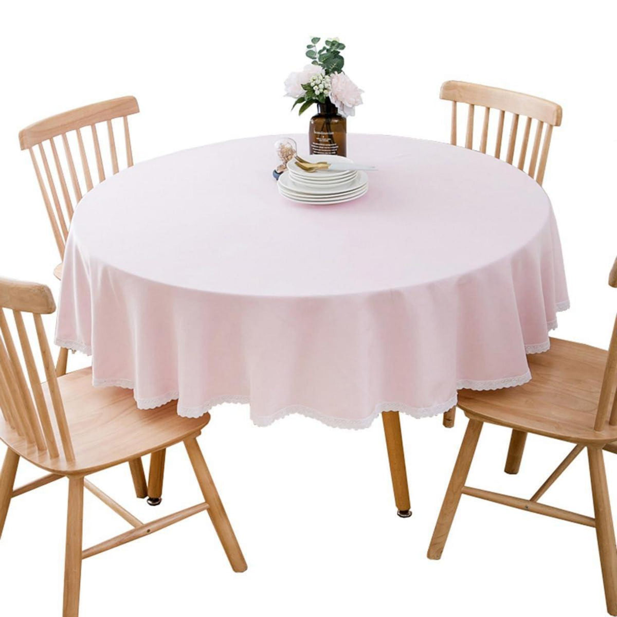 Runde Baumwollleinen Tischdecke Rosa 260 cm – Schutz & Stil