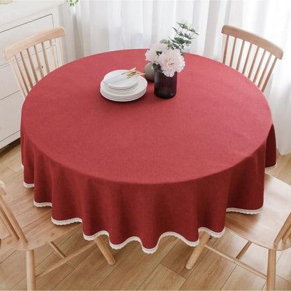 Runde Baumwollleinen Tischdecke 280cm – Rot
