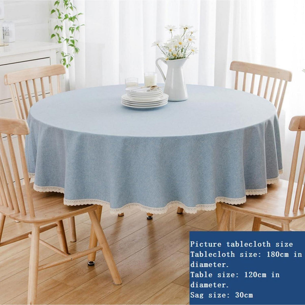 Runde Baumwollleinen Tischdecke 280cm – Weiß