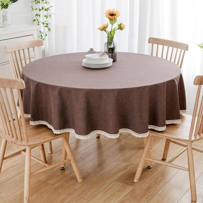 Runde Baumwollleinen Tischdecke Dunkelbraun 260 cm