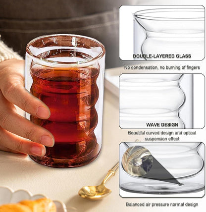 Latte Macchiato Gläser Set doppelwandig 400ml 2 Löffel