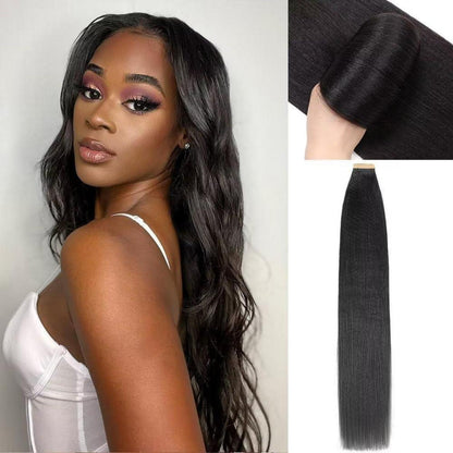Echthaar Tape Extensions Schwarz 22 Zoll Yaki Straight