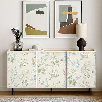 Selbstklebende Blumen Tapete 39×300cm Beige Grün Orange Abnehmbar