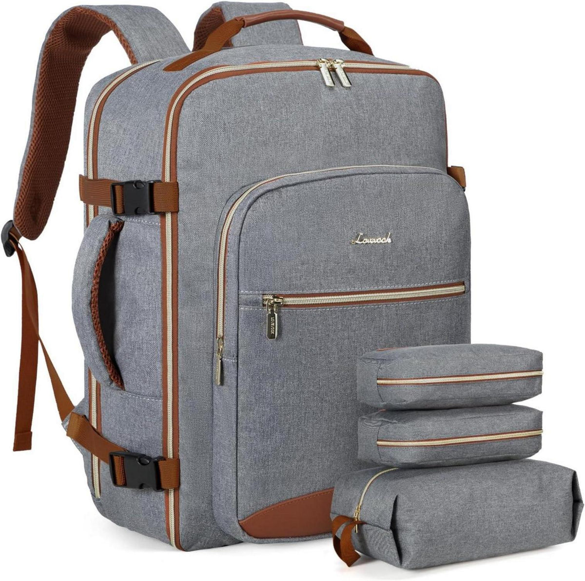 Handgepäck Rucksack 40L Reiserucksack Damen 17 Zoll Laptop Dunkelgrau