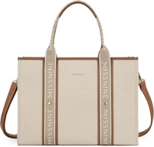 Canvas-Laptoptasche Damen Aktentasche 15,6 Zoll groß Braun Beige