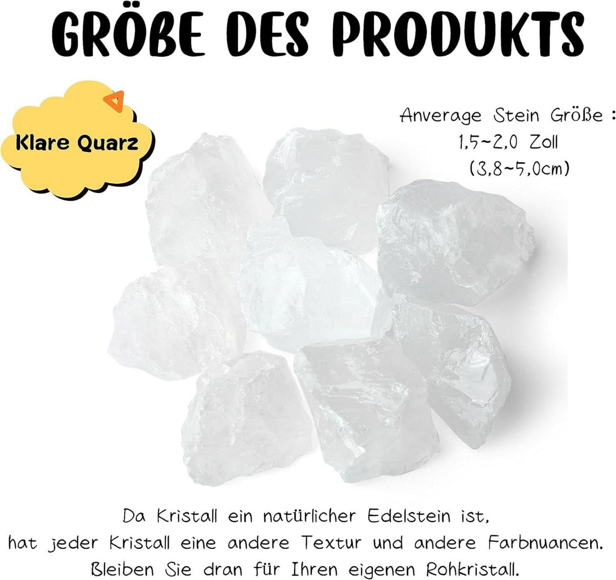 Bergkristall Rohsteine 100% Natursteine Premium Wassersteine 4er Set 4.5-5 cm
