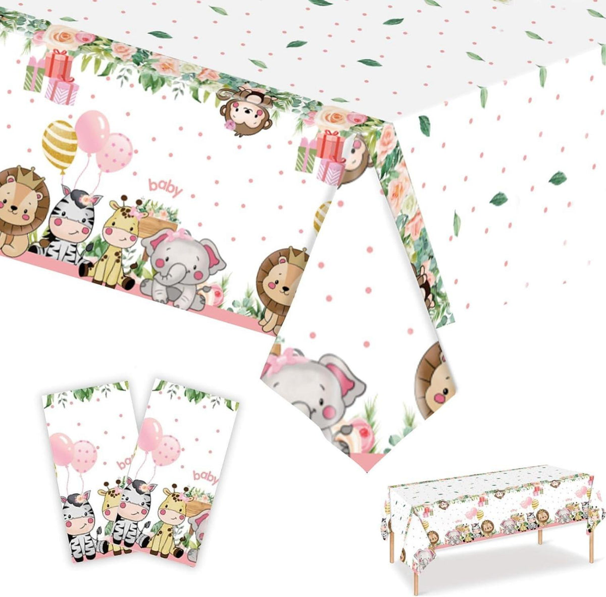2er Set Safari Dschungel Tischdecke 108x180cm - Wasserdicht Party
