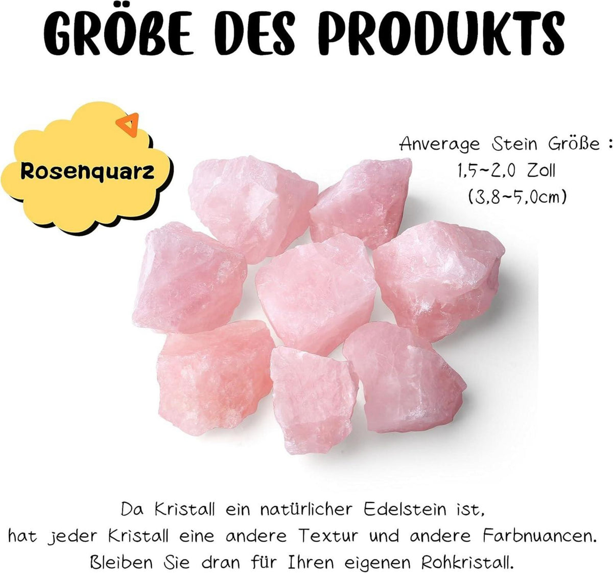 100% Natürliche Rosenquarz Rohsteine Wassersteine Kristalle Heilsteine 4 Stk